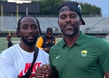 Terence Crawford catching passes from Michael Vick at HBCU