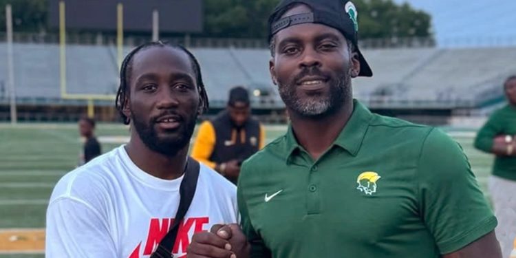 Terence Crawford catching passes from Michael Vick at HBCU