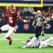 Commanders star Jayden Daniels leaves game with elbow injury